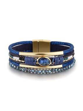 Boho Leather Wrap Bracelet Womens